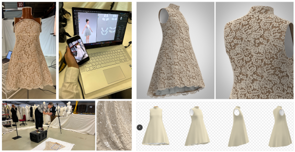 Pattern creation and render of 1999 Alexander McQueen dress in CLO and textile digitisation process.