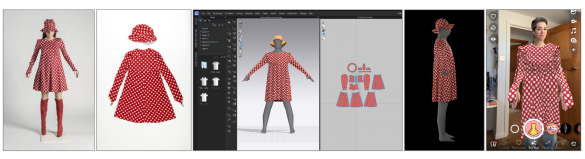 AR filter creation process and testing of 1972 Biba Dress of the Year