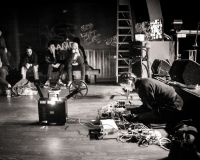 Picture of guest's AV performance at Crofters Rights 2019, using modular synthesisers and 16mm projections. Picture by Simon Holliday