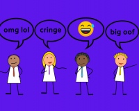 An image of four figures , each with speech bubbles with comment reactions