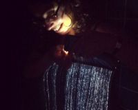 Laura with fibre-optic fabric