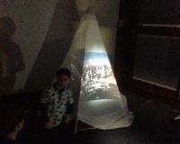 Testing the Teleportation Tent in the meeting room