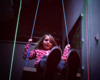 Connected Play set up a swing in the Studio as part of the last REACT Play Sandbox workshop. Photo @ReactHub