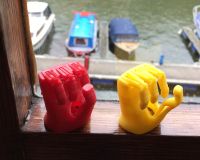 3D printed, early prototype gripping hands by Open Bionics