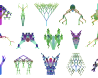 An illustrated image depicting various animalistic structures, reminiscent of aliens and plants, against a white background.