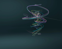 An image of a dancer rendered in a painted, abstract fashion, against a navy blue backdrop