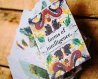 An image of the Forms of Intelligence Booklet on a wooden table
