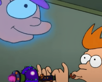 A still from Futurama of a holographic Leela