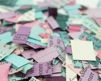 A pile of coloured tickets