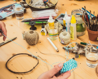 A table full of craft materials