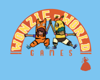 Wonzie World Games Banner with Tiger & Bee characters
