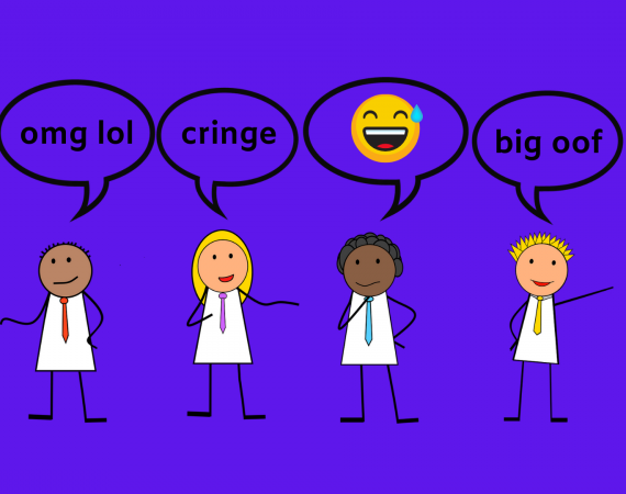 An image of four figures , each with speech bubbles with comment reactions