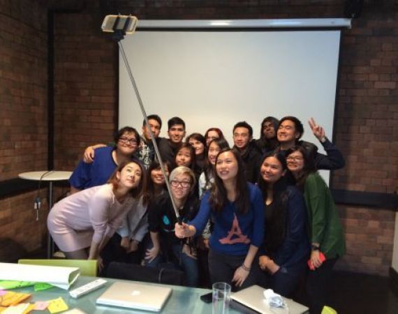 Students from Taylors University, Verity, Jess and the astonishing Selfie Stick