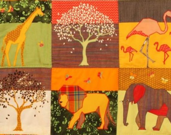 Josh Barnes' Communication Quilt, where different animals can be scanned for messages/videos from different people.