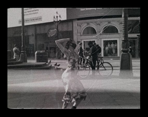 Black and white image of a person dancing