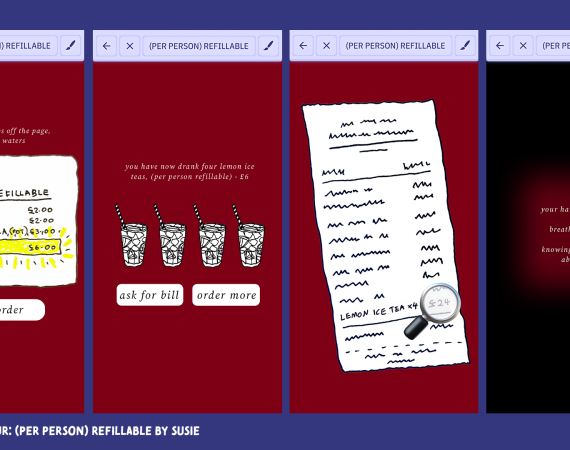 A screenshot of Downpour, depicting the process of making small games on your phone.