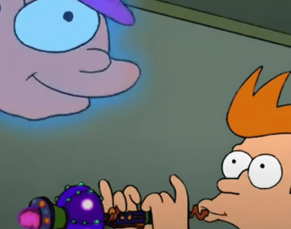A still from Futurama of a holographic Leela