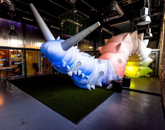Air Giants inflatable slug like robot