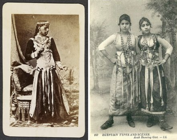 2 old photographs of Egyptian dancers