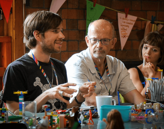 Photograph of three of the participating artists during Unfixed 2.0