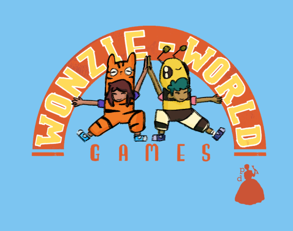 Wonzie World Games Banner with Tiger & Bee characters