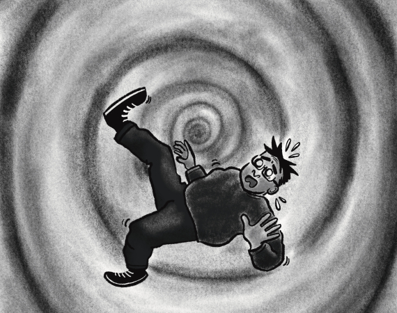 Character spiralling down