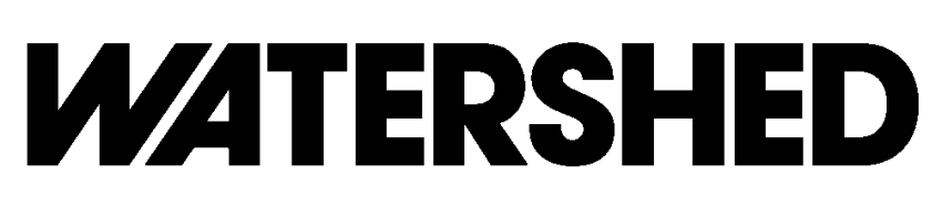black letters that read Watershed